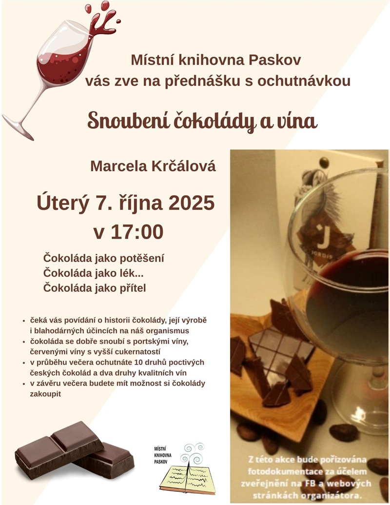 Přednáška o čokoládě a víně